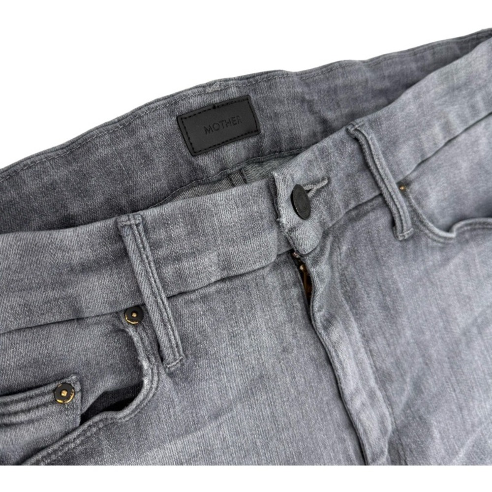 MOTHER 29 The Looker Ankle Fray Gray All Nighter High Rise Skinny Jeans Raw Hem